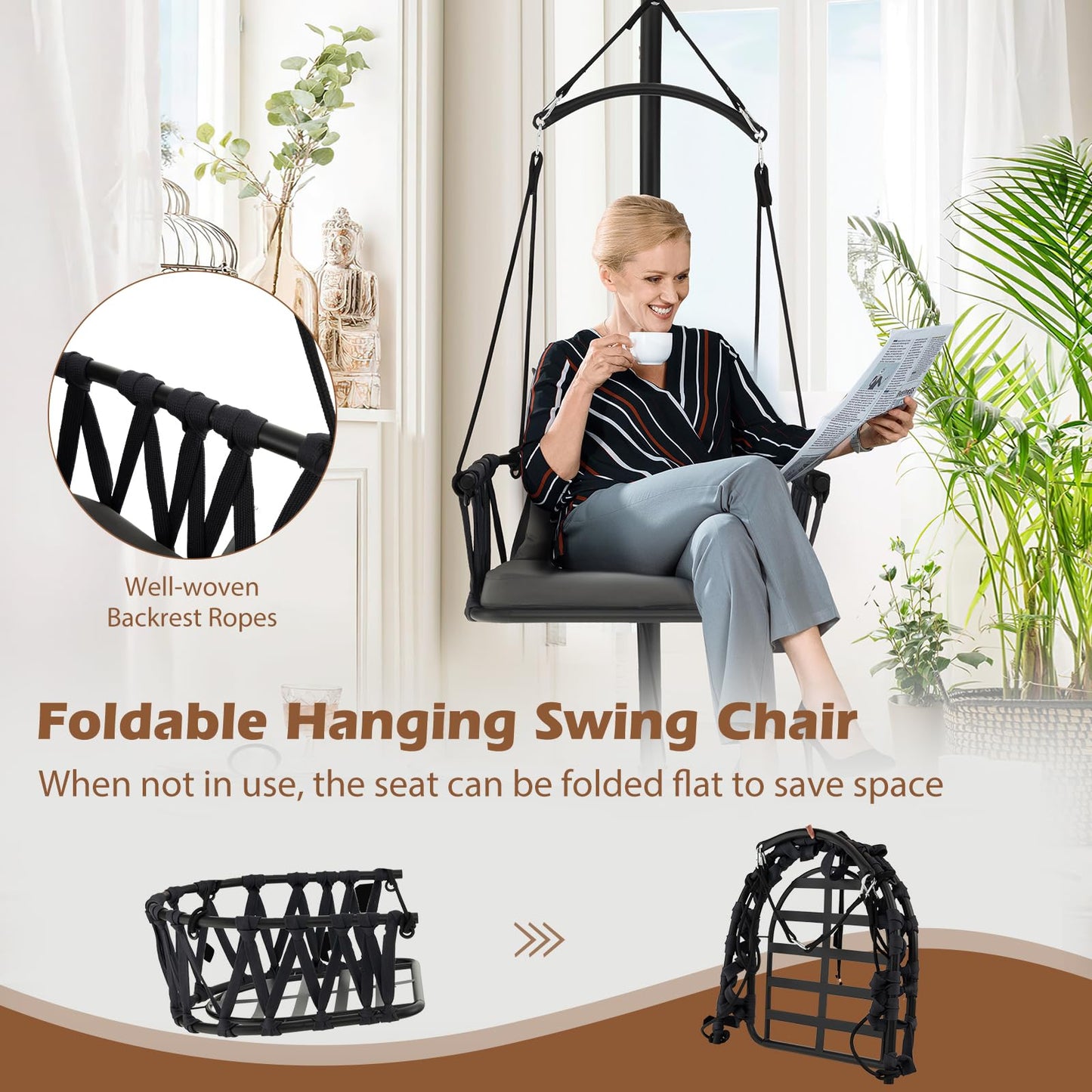Hammock Swing Chair with Stand and Cushion