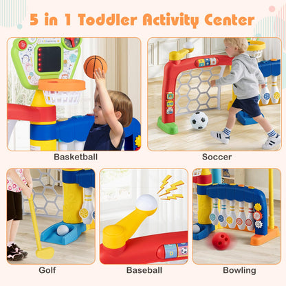 Basketball Hoop Set, 5 in 1 Toddler Basketball Bowling Baseball Soccer Golf Activity Center