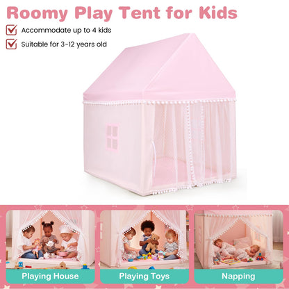 Children's Wooden Frame Playhouse Tent with Mat