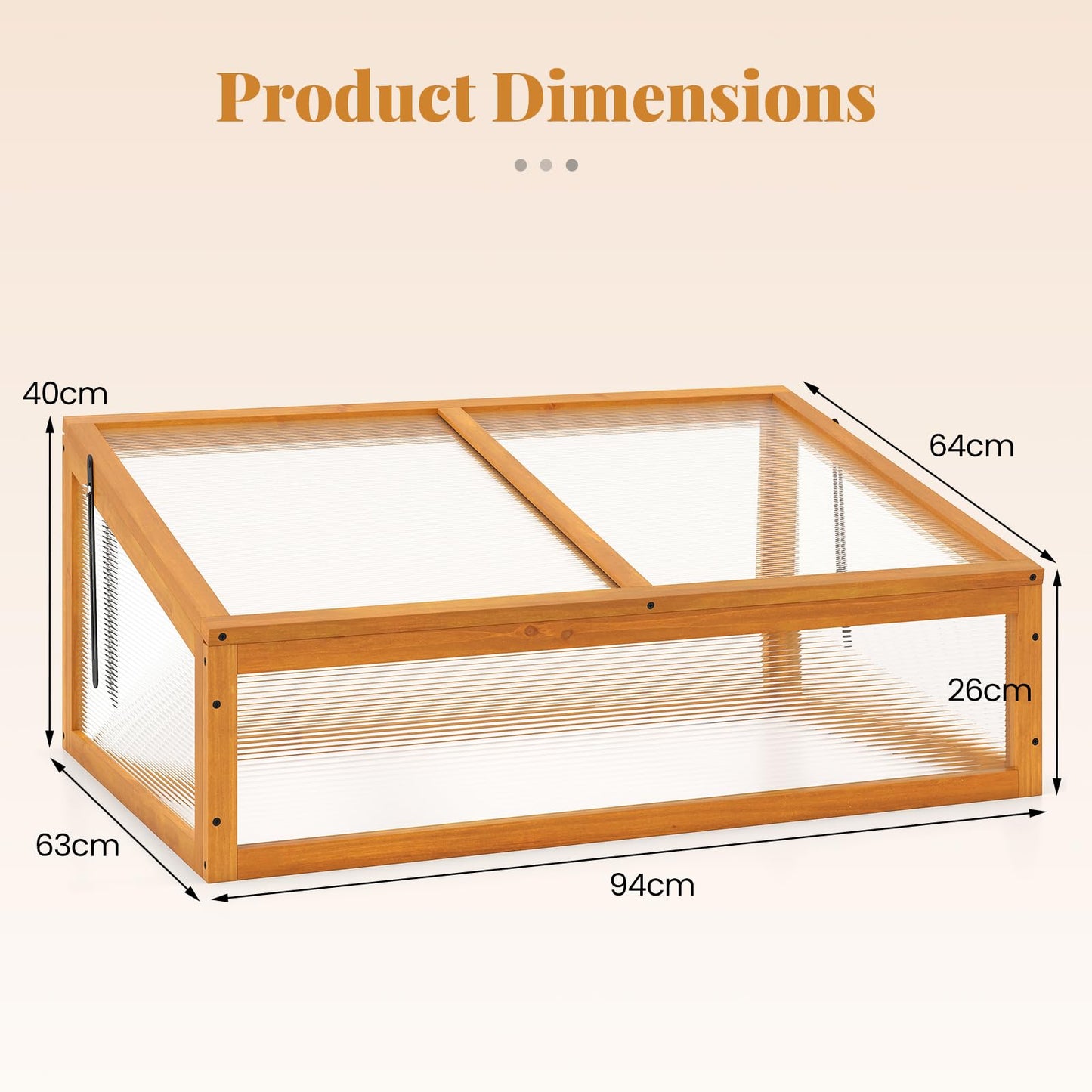 Wood Greenhouse, Garden Polycarbonate Cold Frame with Transparent Flip-top Roof