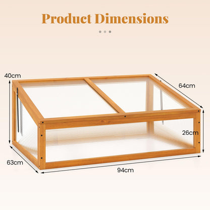 Wood Greenhouse, Garden Polycarbonate Cold Frame with Transparent Flip-top Roof
