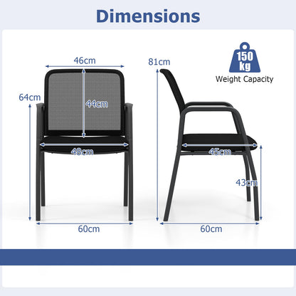 Office Guest Chairs with Ergonomic Mesh Backrest and Cushioned Seat