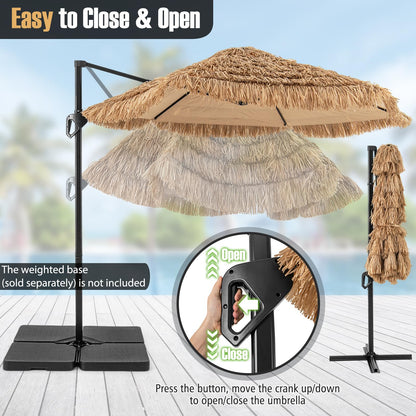 2.7m Cantilever Tiki Parasol Hawaiian Style Patio Beach Umbrella with Vented Top