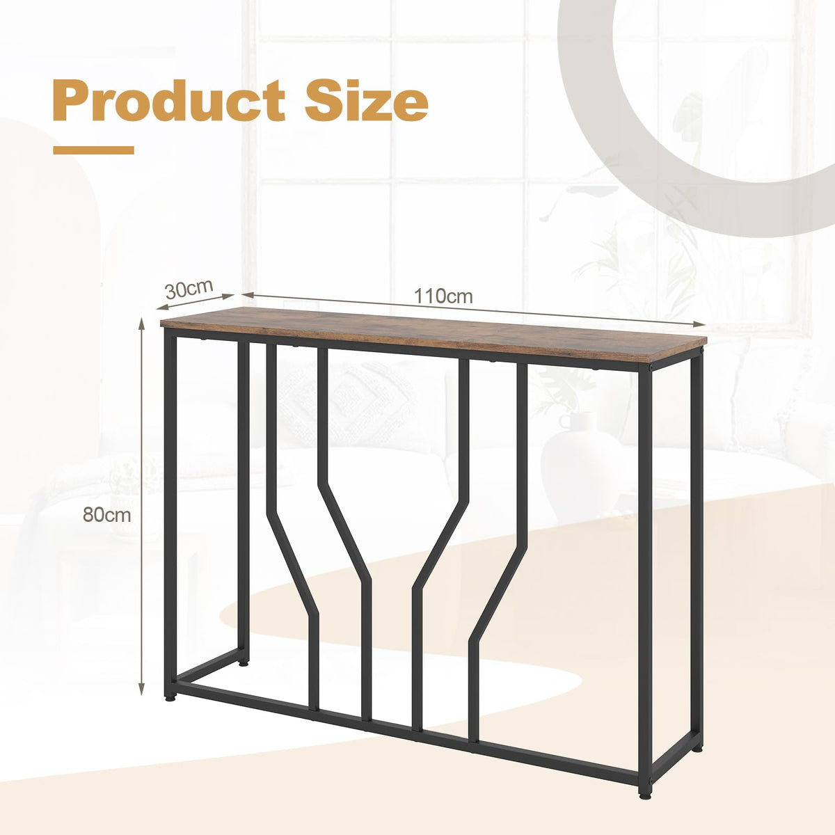 110 cm Gold Console Table Entryway Table with Faux Marble Tabletop