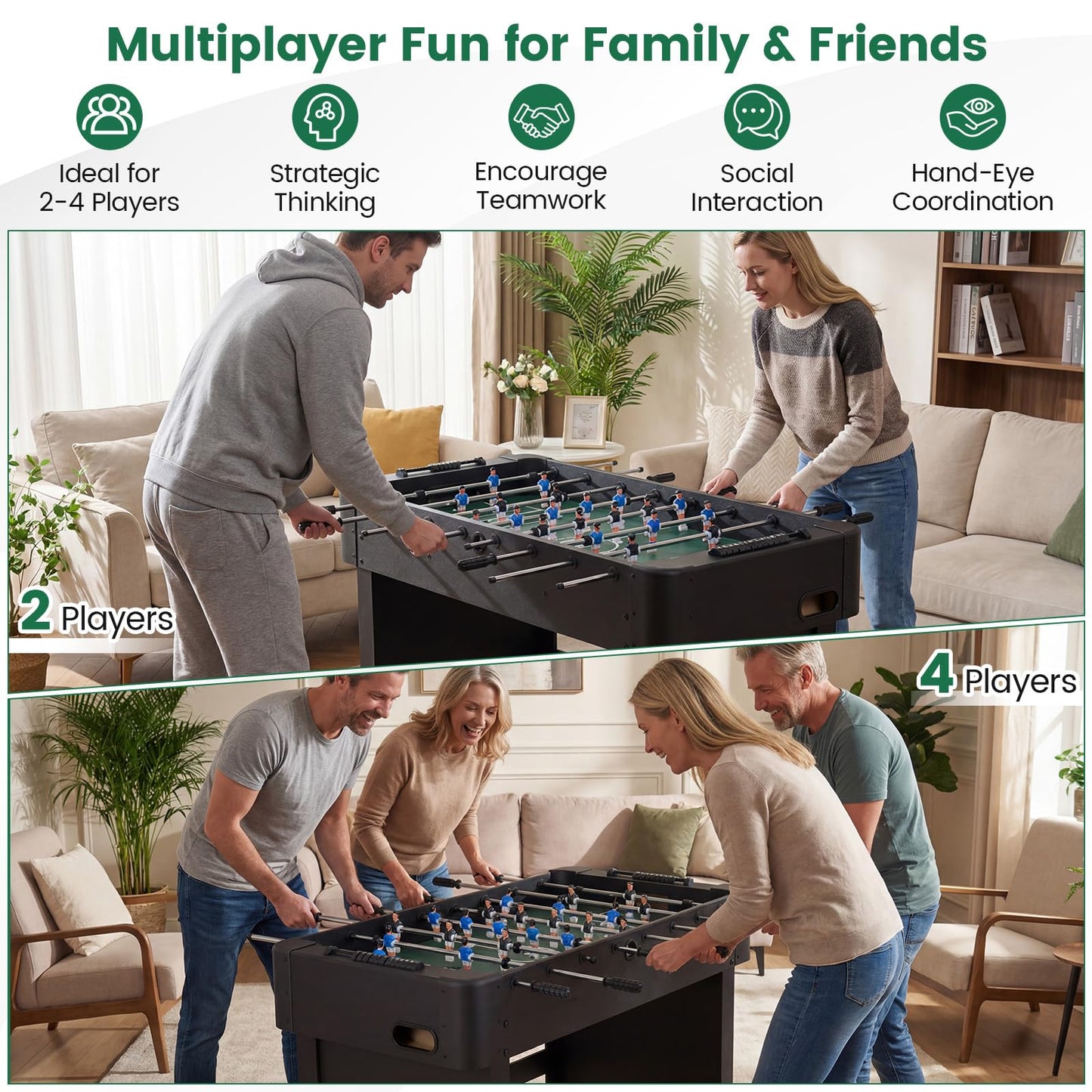 119 CM Competition Full Size Soccer Game Table with 22 Players