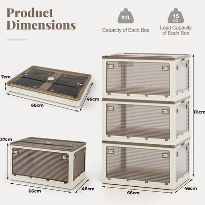 292 L Collapsible Storage Bins 3-Pack Stackable Storage Boxes with Lids