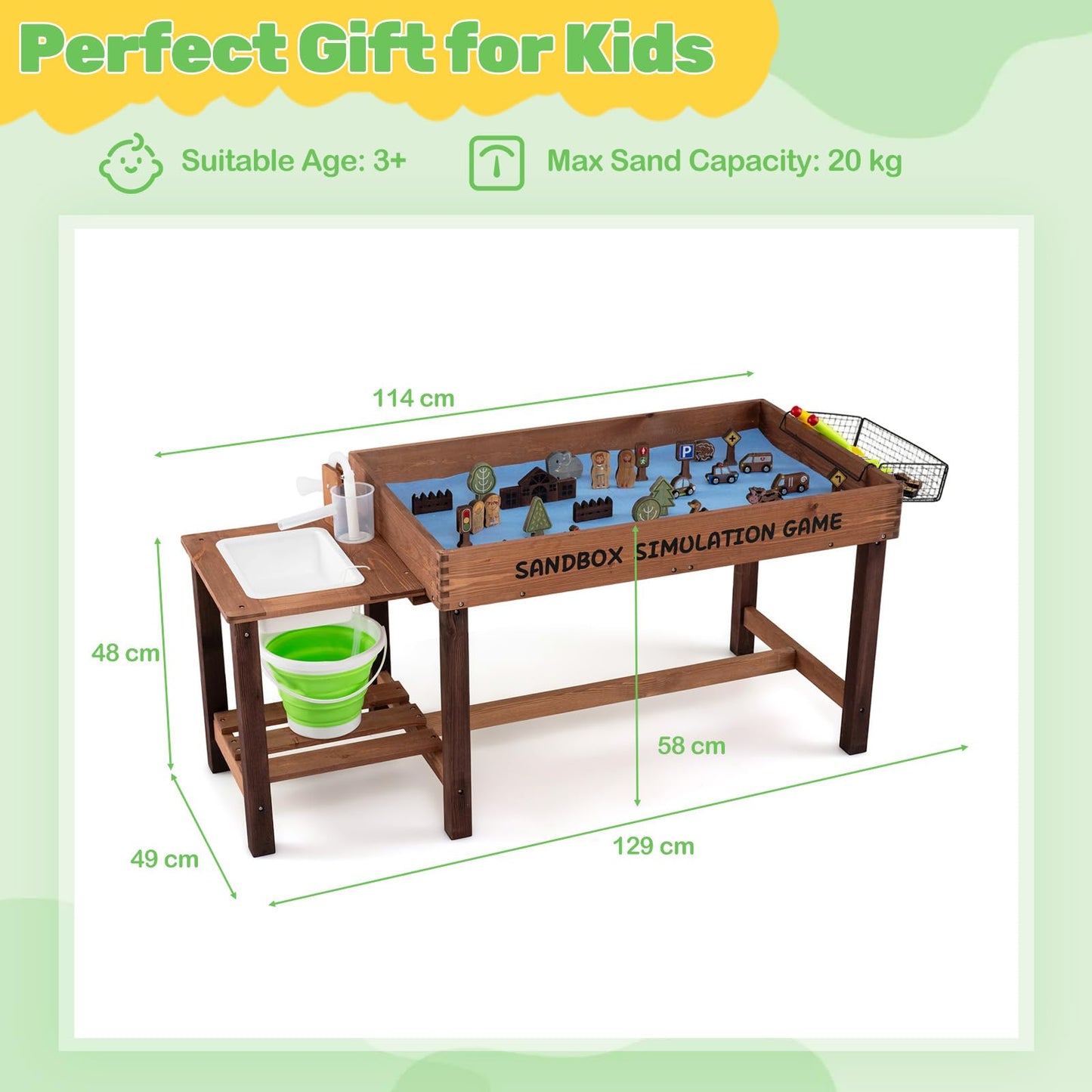 Sensory Table with Water Pump & Sink, Toddler Activity Table