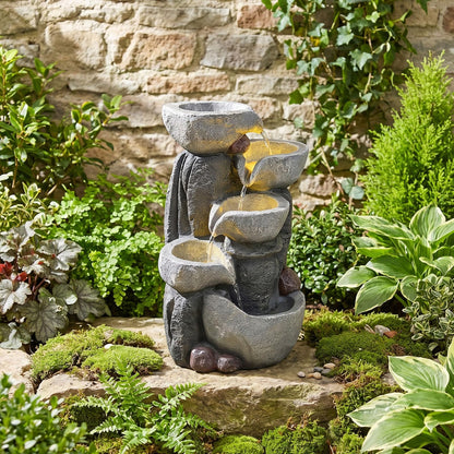 GiantexUK 5-Tier Outdoor Water Fountain, Cascading Waterfall Feature
