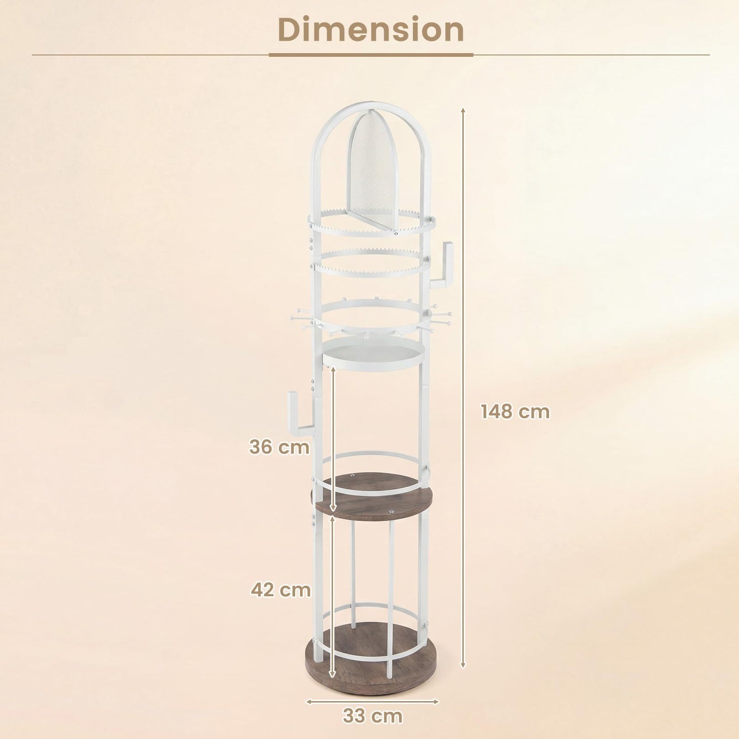 Jewelry Organizer Stand, 360° Rotating Floor Standing Jewelry Storage Rack with Earring Necklace Holders