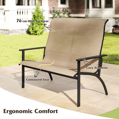 Outdoor Adirondack Bench Chair with High Back and Armrests