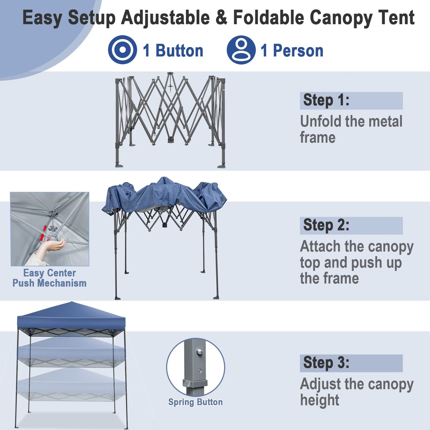 198 x 198cm Pop up Gazebo with Carry Bag for Camping Barbecue Party