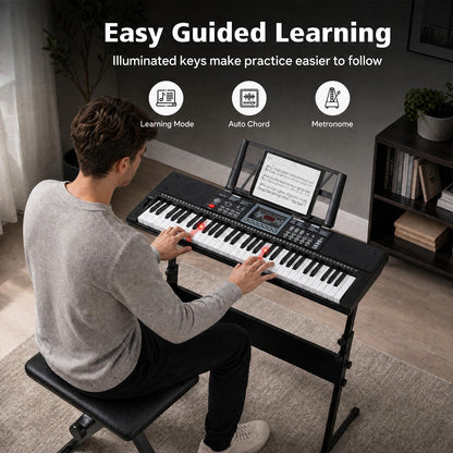 61 Key Digital Piano Keyboard, Electric Piano with Adjustable Stand