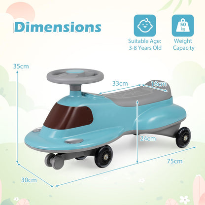 Ride on Wiggle Car, Sit On Swivel Scooter with Light up Wheels, Under-seat Storage