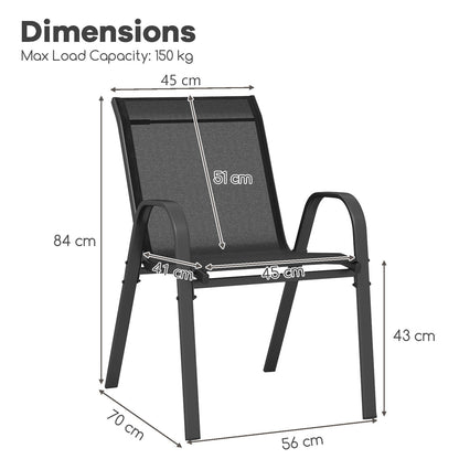 Set of 4 Patio Chairs with Armrests for Garden Deck and Porch