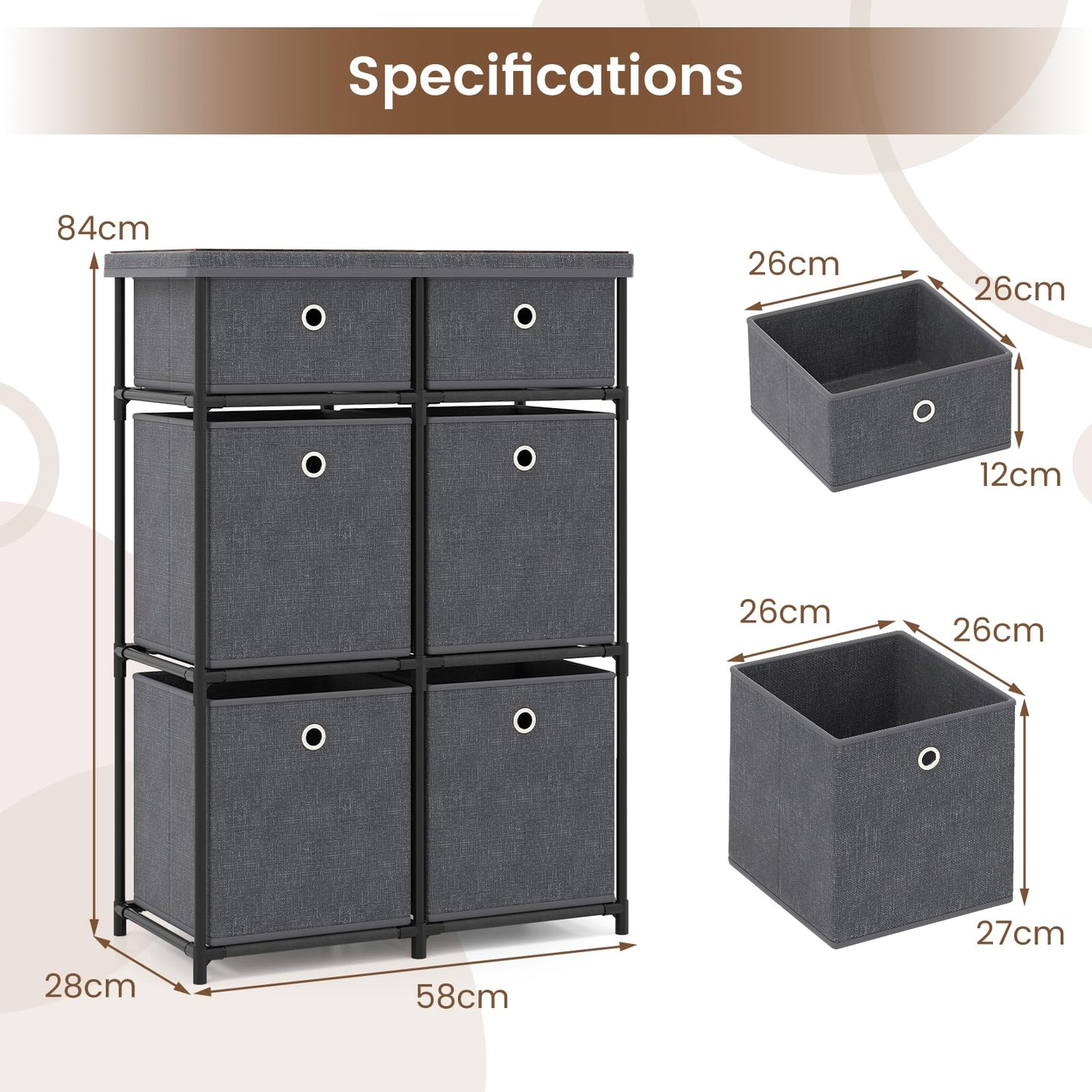 Chest of 6/9 Drawers Home Metal Frame Storage Organizer Unit