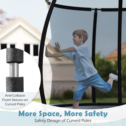 10ft Trampoline, Outdoor Rebounder Trampoline with Safety Enclosure Net and Ladder