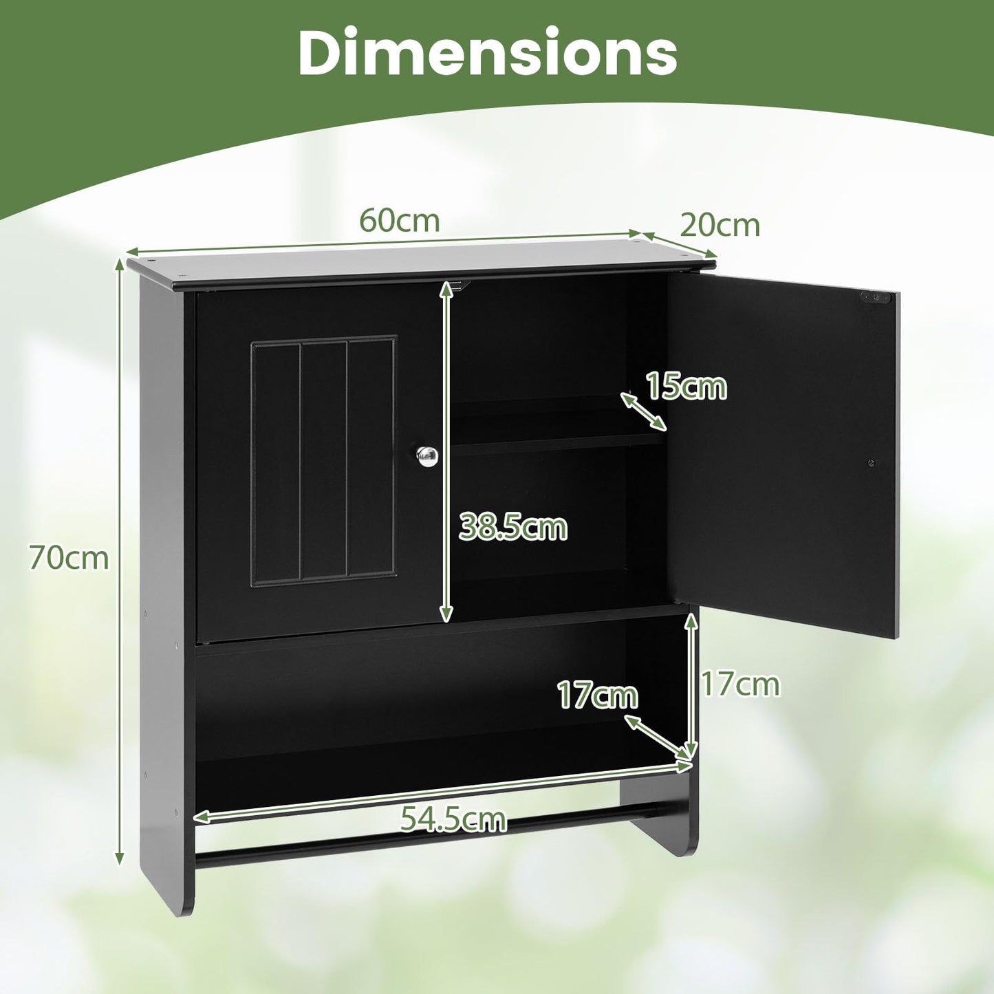 Bathroom Wall Cabinet, Over-The-Toilet Storage Cupboard
