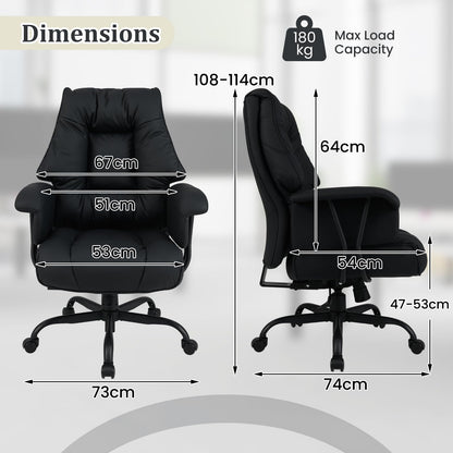 Ergonomic Office Chair with Spring Cushion Seat and Tilting Backrest