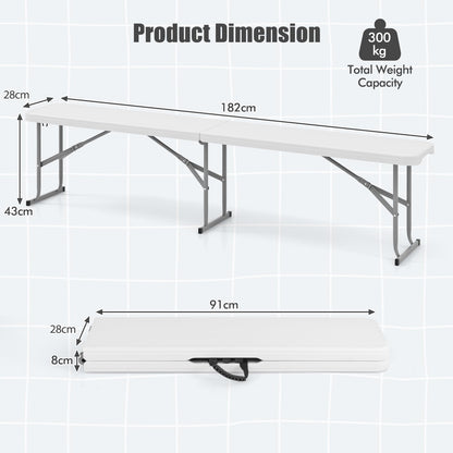 182 cm Portable Folding Plastic Bench Seat with Carry Handle