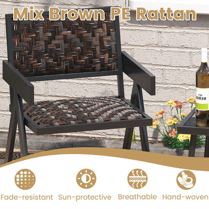 PE Rattan Garden Table and Chairs Set with Quick-Drying Foam