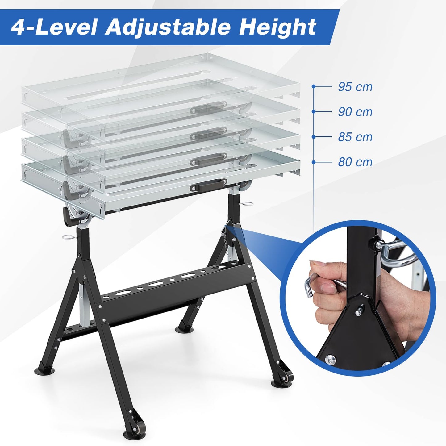 Folding Welding Table with 4 Level Height