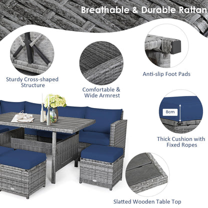 7-Piece Patio Furniture Set with Back and Seat Cushions