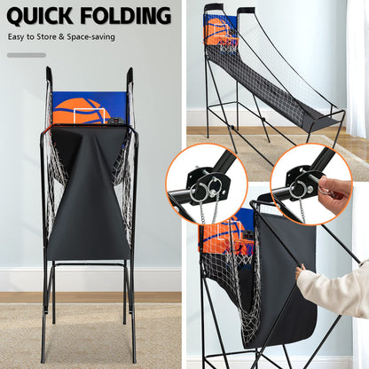 Folding Basketball Arcade Game with Electronic Scorer and Buzzer