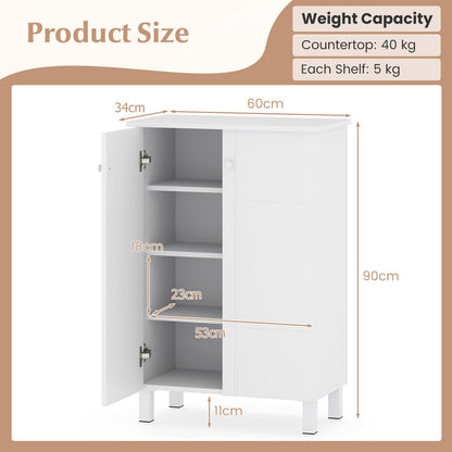 Wooden Shoe Cabinet, 4-Tier Freestanding Shoe Cupboard with 2 Doors and Removable Shelves