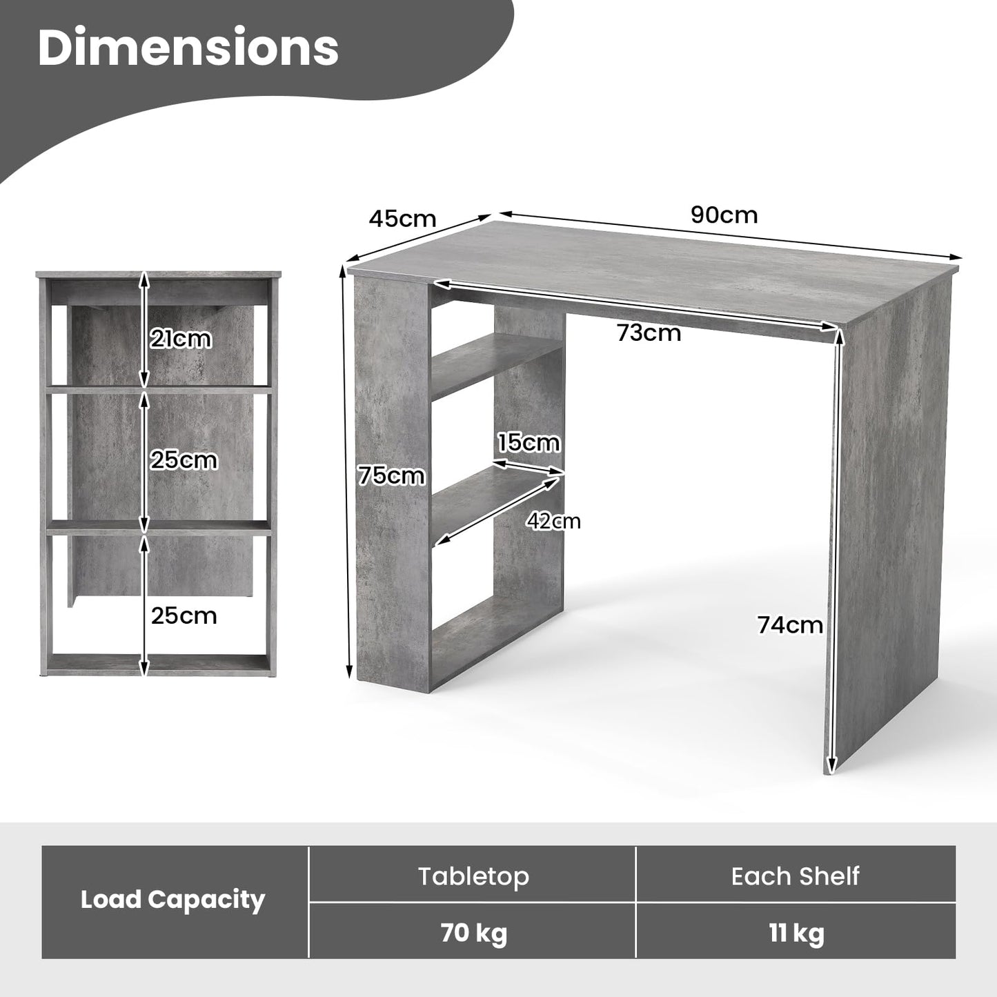 Computer Desk with Bookshelf for Study Living Room