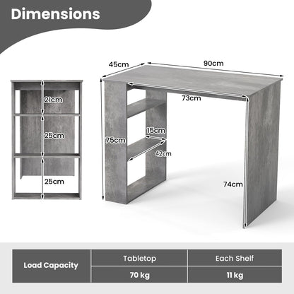 Computer Desk with Bookshelf for Study Living Room