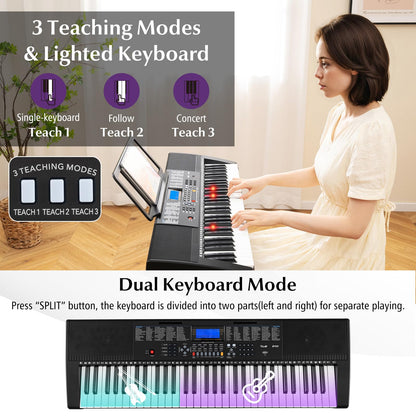 61-Key Portable Electronic Keyboard Piano Complete Digital Piano Set