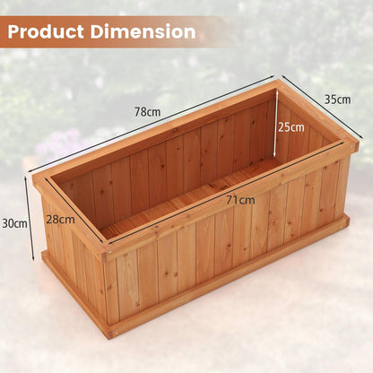 Wooden Garden Planter, Heavy Duty Rectangular Trough Box