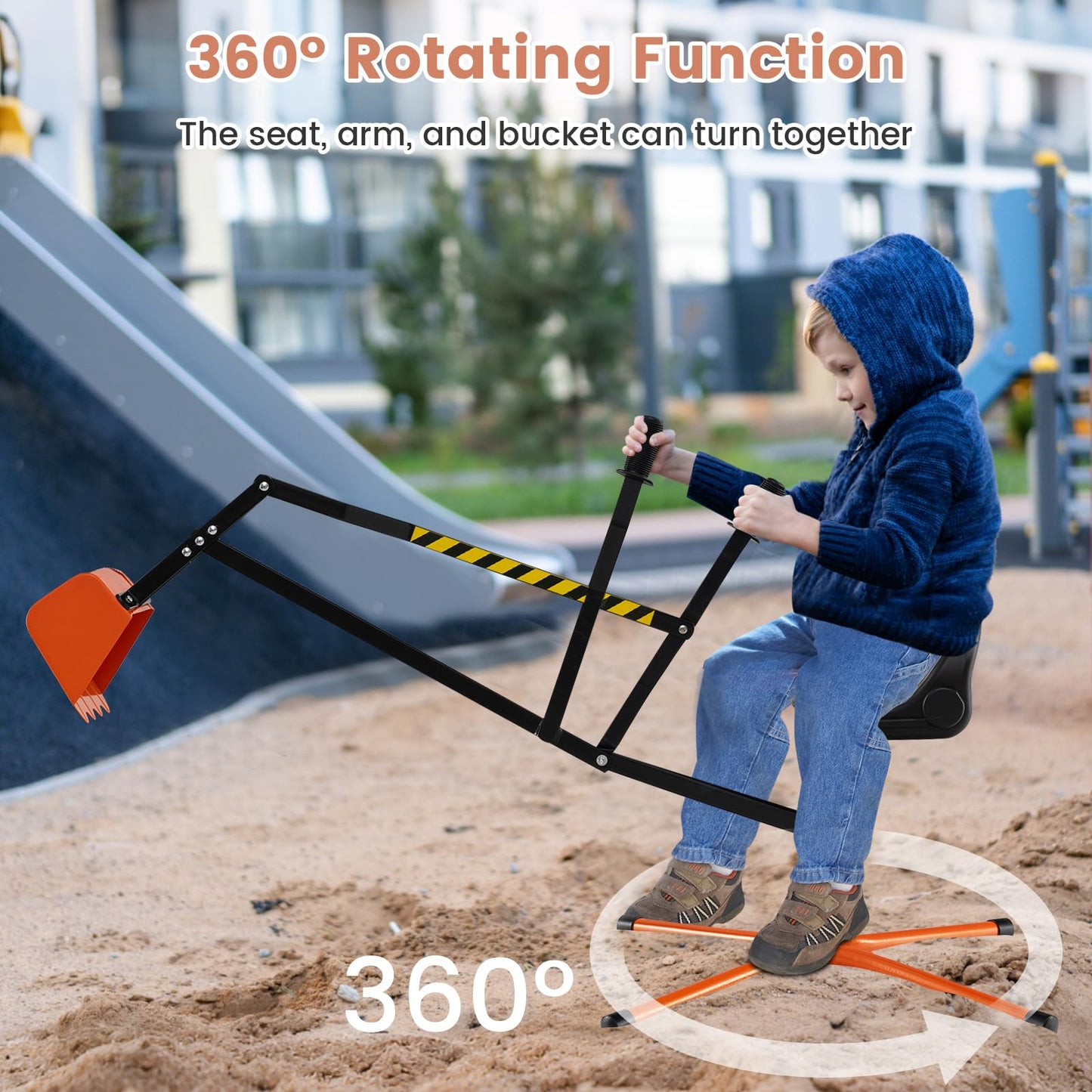 Children Construction Excavator with 2-Handed Controls & 360° Rotatable Function