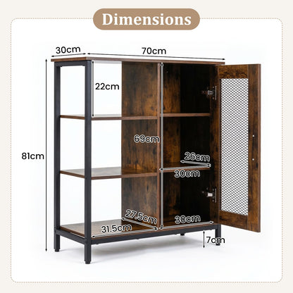 Industrial Storage Cabinet, Wooden Buffet Sideboard with Doors, Adjustable Shelves