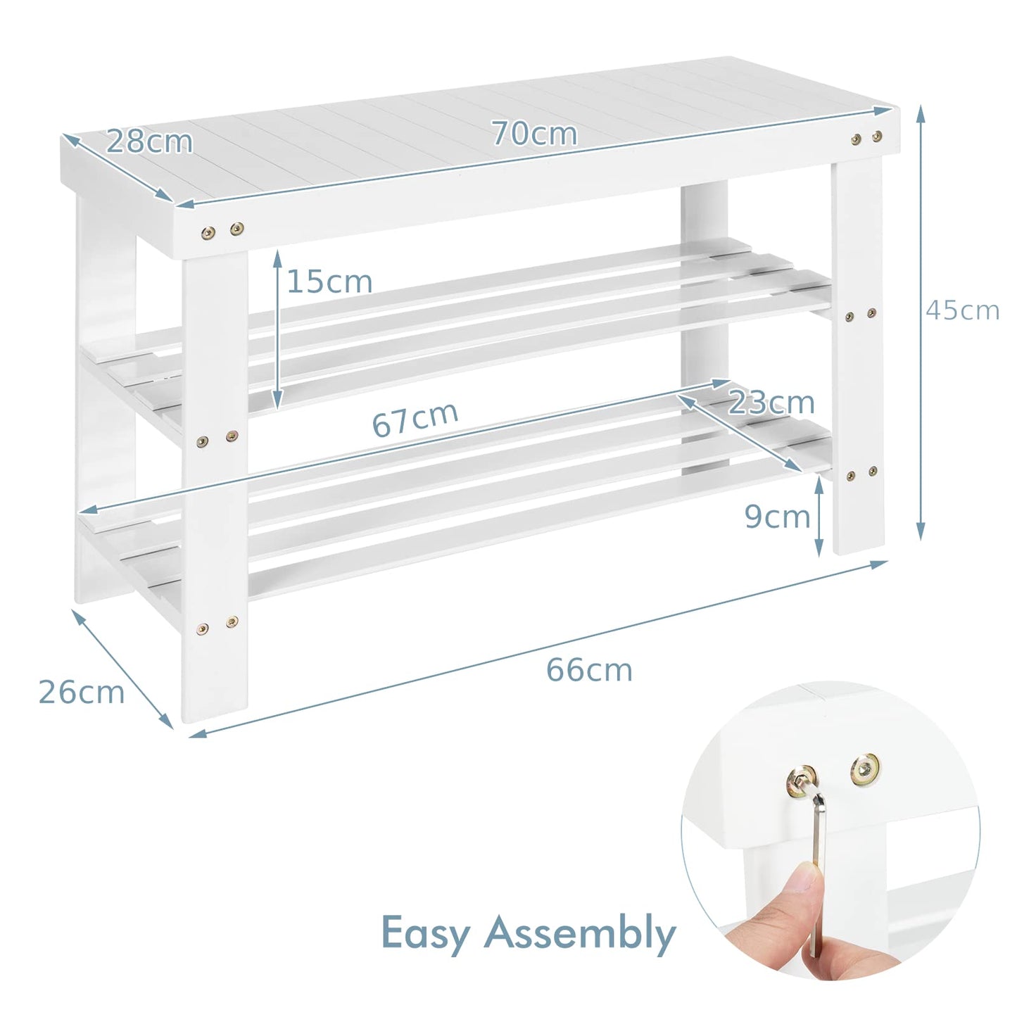 Giantex Bamboo Shoe Storage Bench 3-Tier Shoe Rack Stand Seater, Shoes Organizer