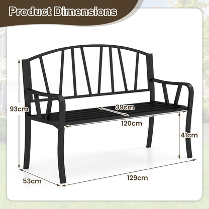 Outdoor Furniture Metal Frame Loveseat Park Bench