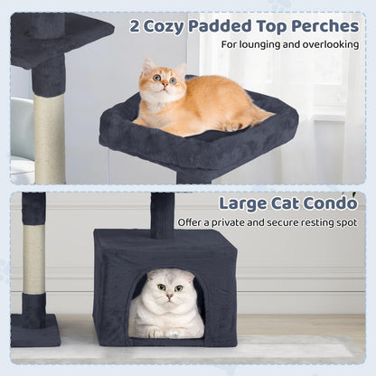 Cat Tree, 136cm Tall Multi-Layer Cats Tower with 2 Padded Perches