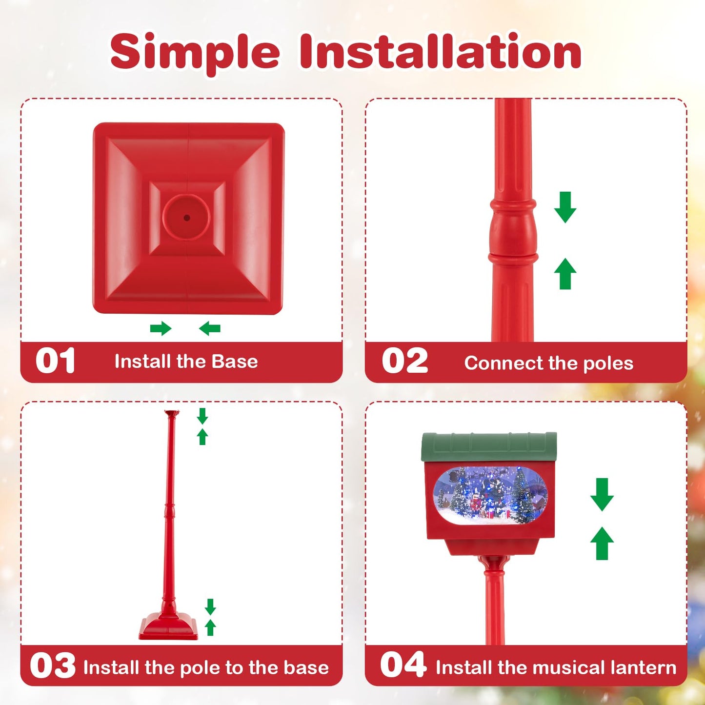 Christmas Sound-activated 150 cm Street Light with Colourful Lights