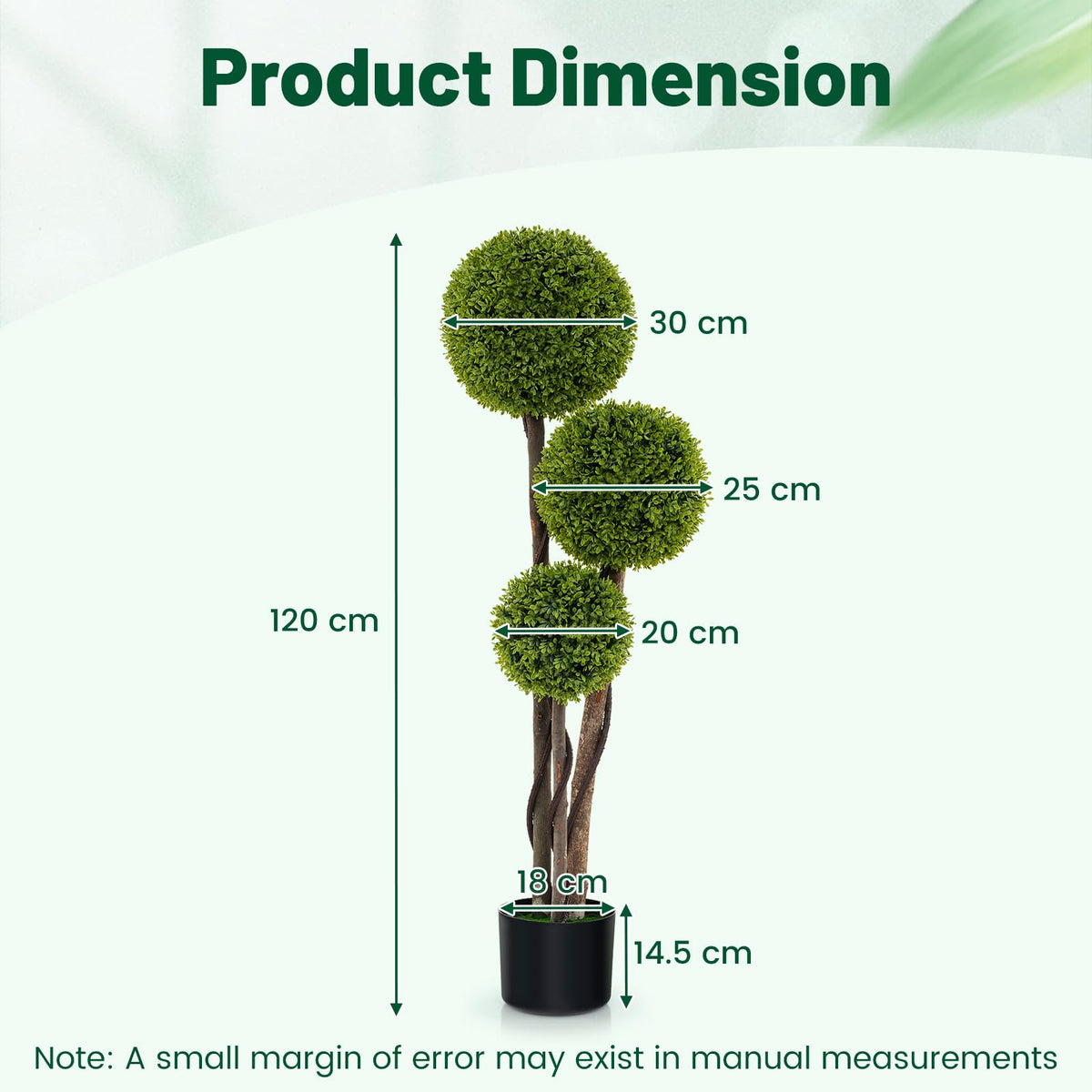 Artificial Cypress Topiary Ball Tree, 4FT/120CM Artificial Cedar Plants