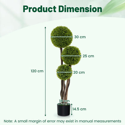 Artificial Cypress Topiary Ball Tree, 4FT/120CM Artificial Cedar Plants