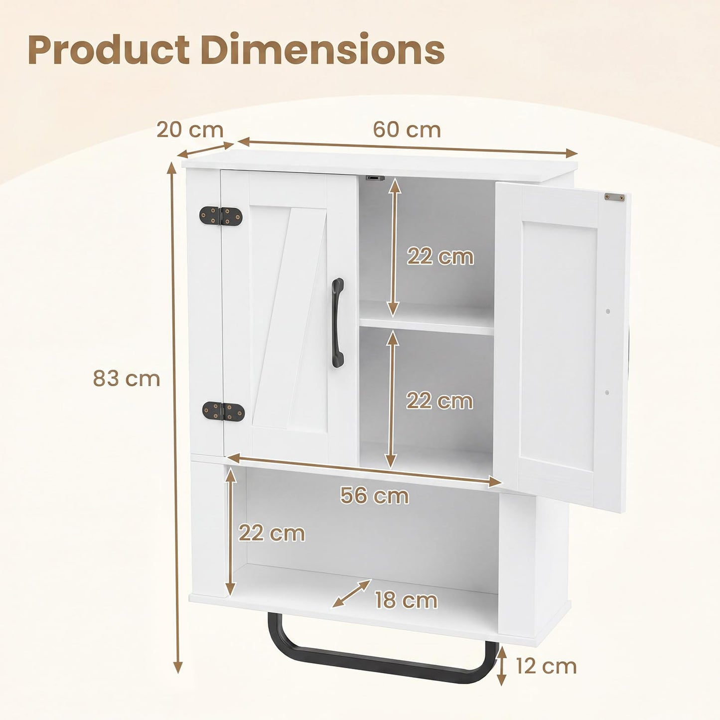 Bathroom Wall Cabinet Farmhouse Wall Mounted Organizer with 2 Barn Doors
