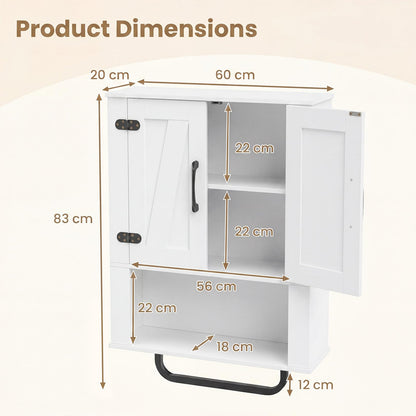Bathroom Wall Cabinet Farmhouse Wall Mounted Organizer with 2 Barn Doors