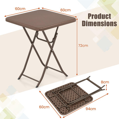 60 x 60 x 72cm Portable Square Camping Trestle Table with HDPE Top & Metal Frame
