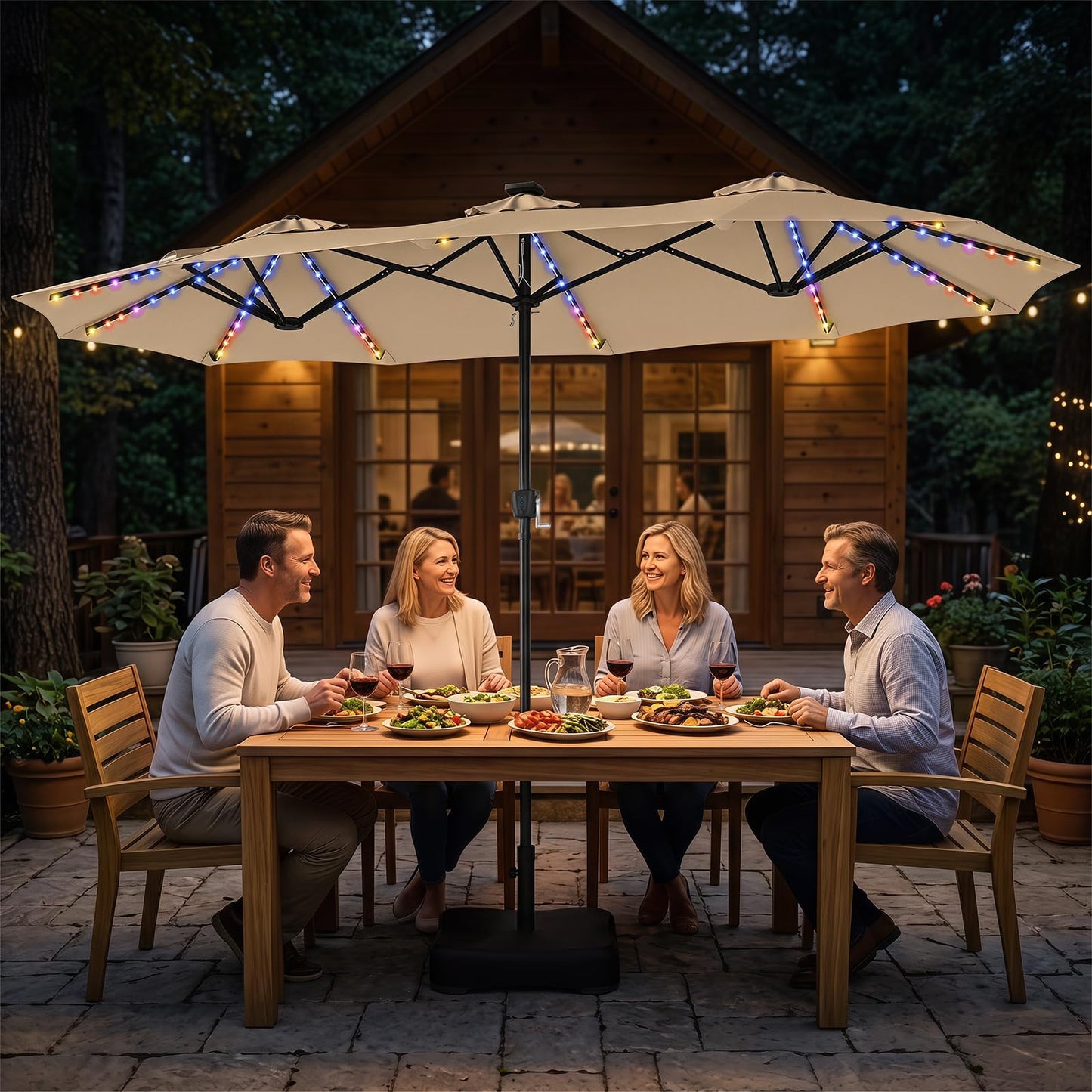 4.5m Double-Sided Parasol, 12 Heavy-Duty Ribs Extra Large Sun Umbrella