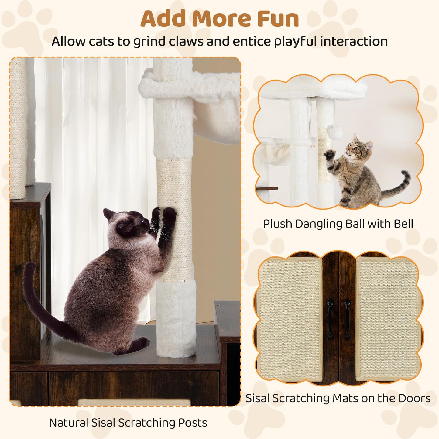 Cat Tree with Litter Box Enclosure, Cats Climbing Tower