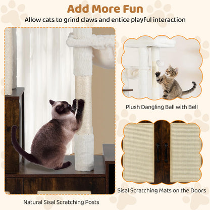 Cat Tree with Litter Box Enclosure, Cats Climbing Tower