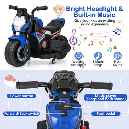 3 Wheel Toddler Ride on Motorcycle with Detachable Training Wheels