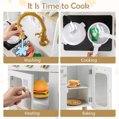 Kids Kitchen Setwith Stoves Faucet Sink Telephone Microwave and Oven