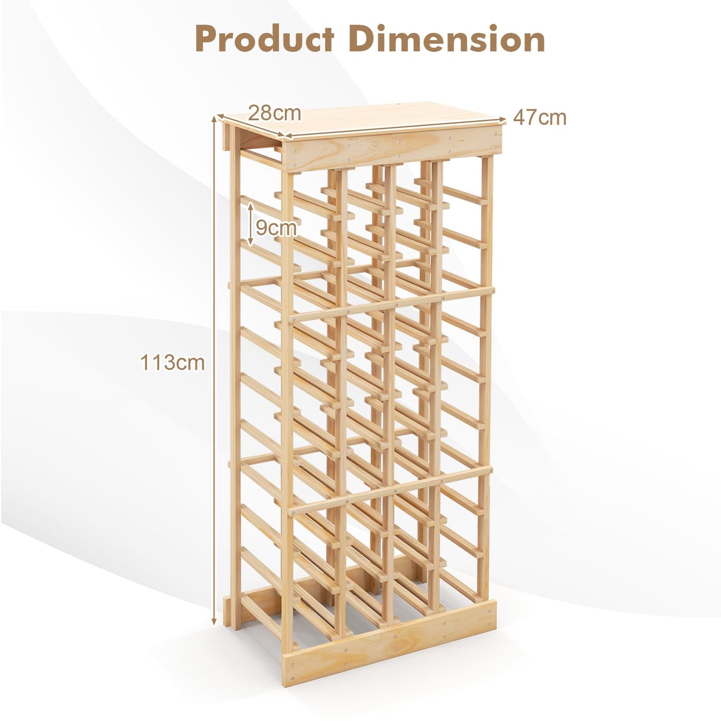40-Bottle Freestanding Wine Rack Storage Shelf with Tabletop
