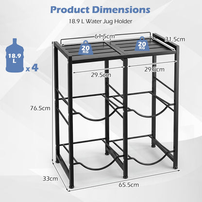 18.9 L Water Jug Holder for 4 Bottles Heavy-duty Water Jug Rack with Top Shelf